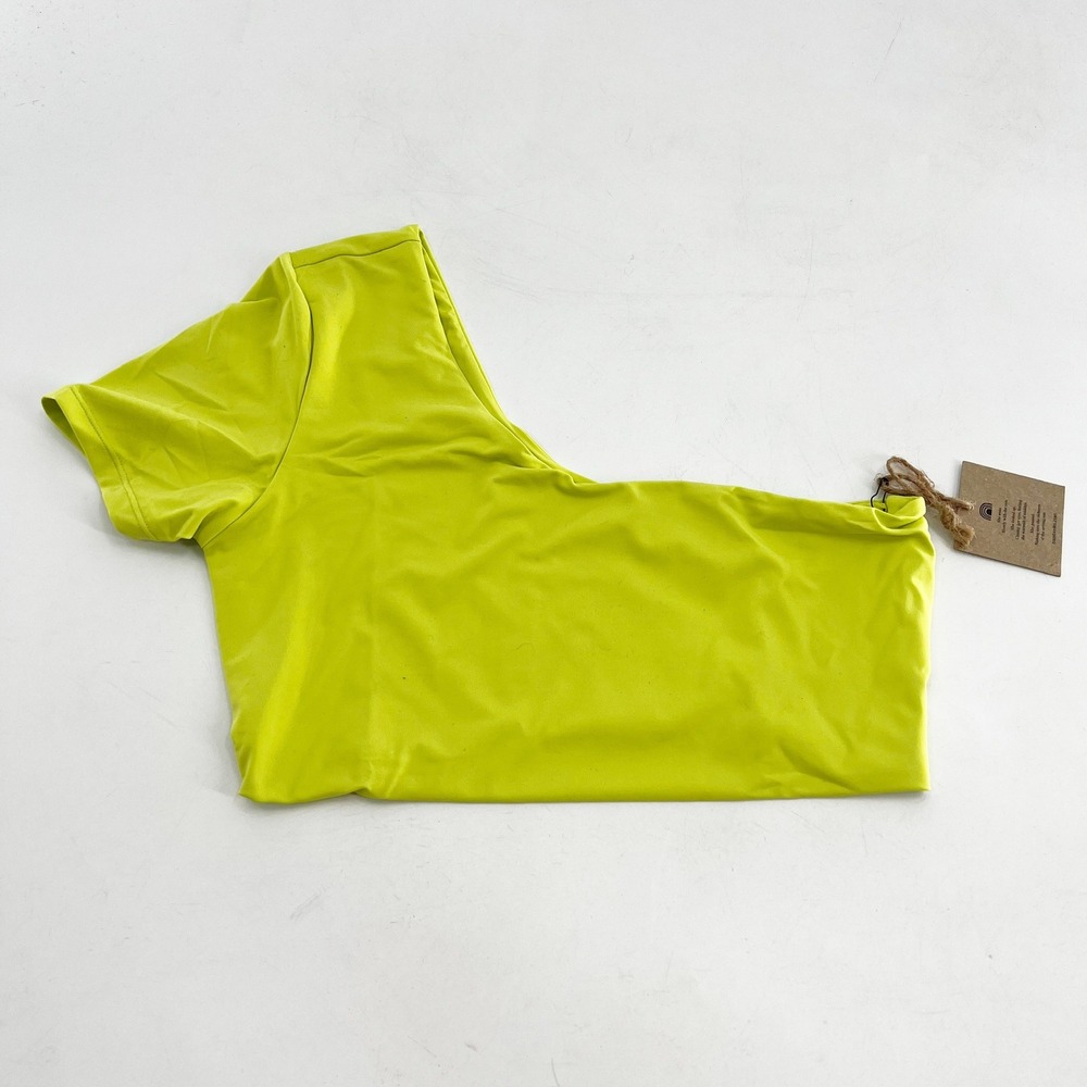 NWT Free People x Toast Swim One Shoulder Top Chartreuse Green New Size S